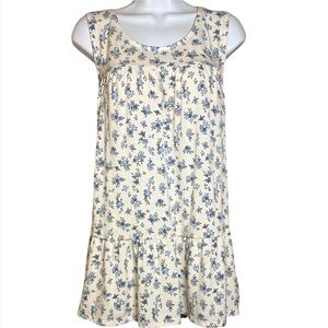 Planet Gold Jersey Baby Doll Cream & Blue Floral Sleeveless Tunic Women’s 2X